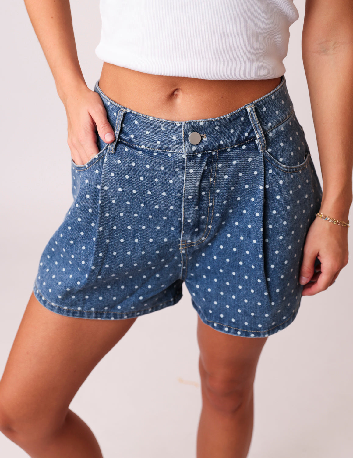 Dot Your Denim Shorts