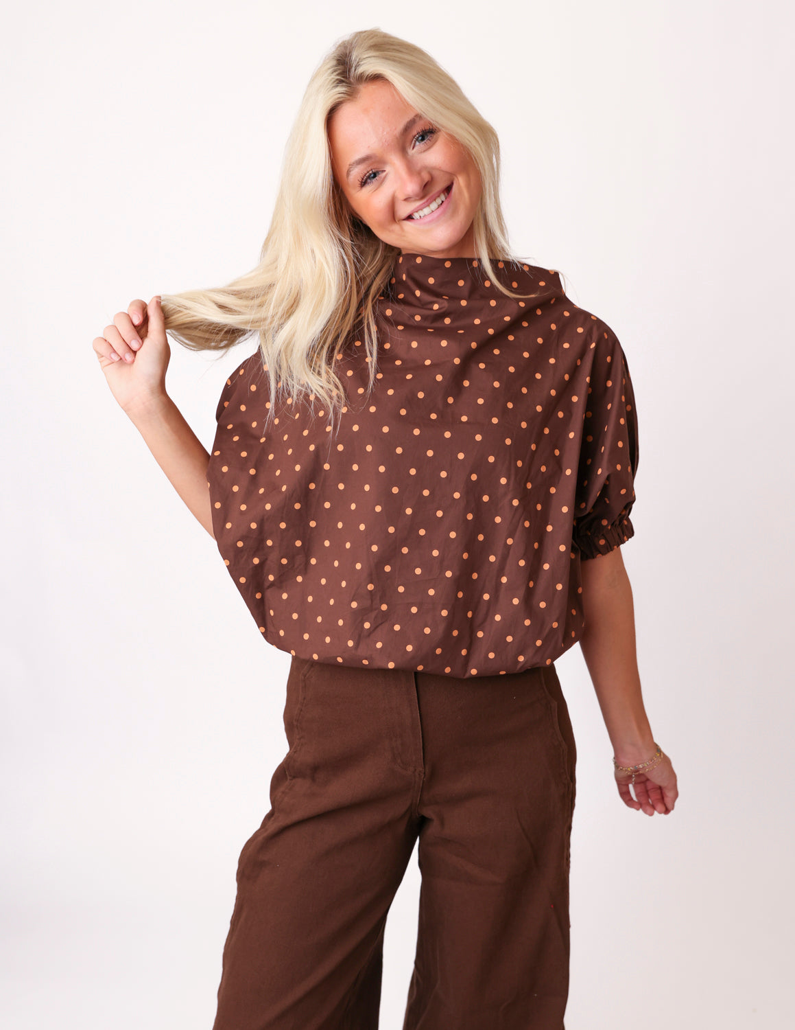 Dot To Dot Mock Neck Top